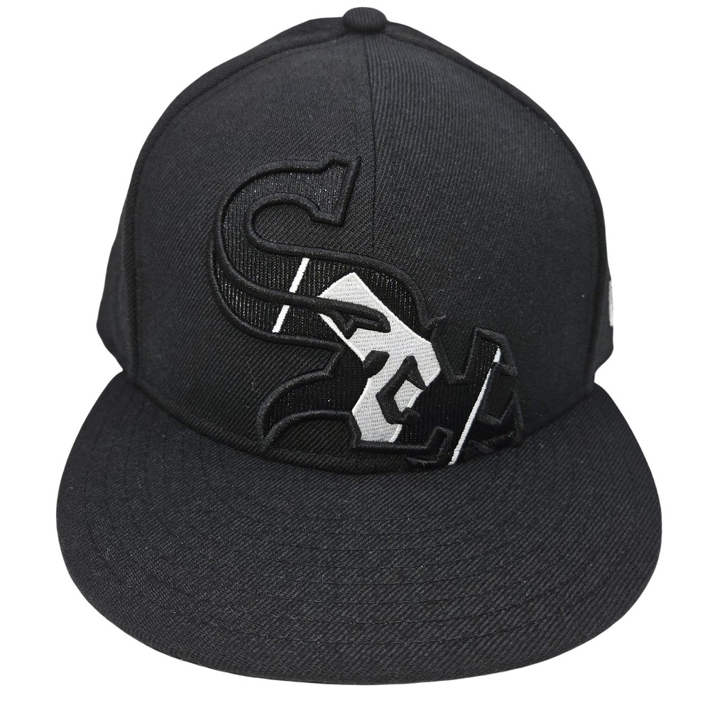 New Era Chicago White Sox 59FIFTY Fitted Hat Black Size 7 3/8 MLB Wool Cap